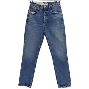 NWT AGOLDIE Riley Long High Rise Straight in Cove Size 24 Organic Cotton